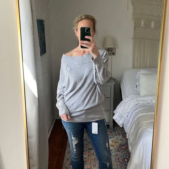 Free People Sweaters - Free People Get Together Gray Long Sleeve Shirt Size Medium